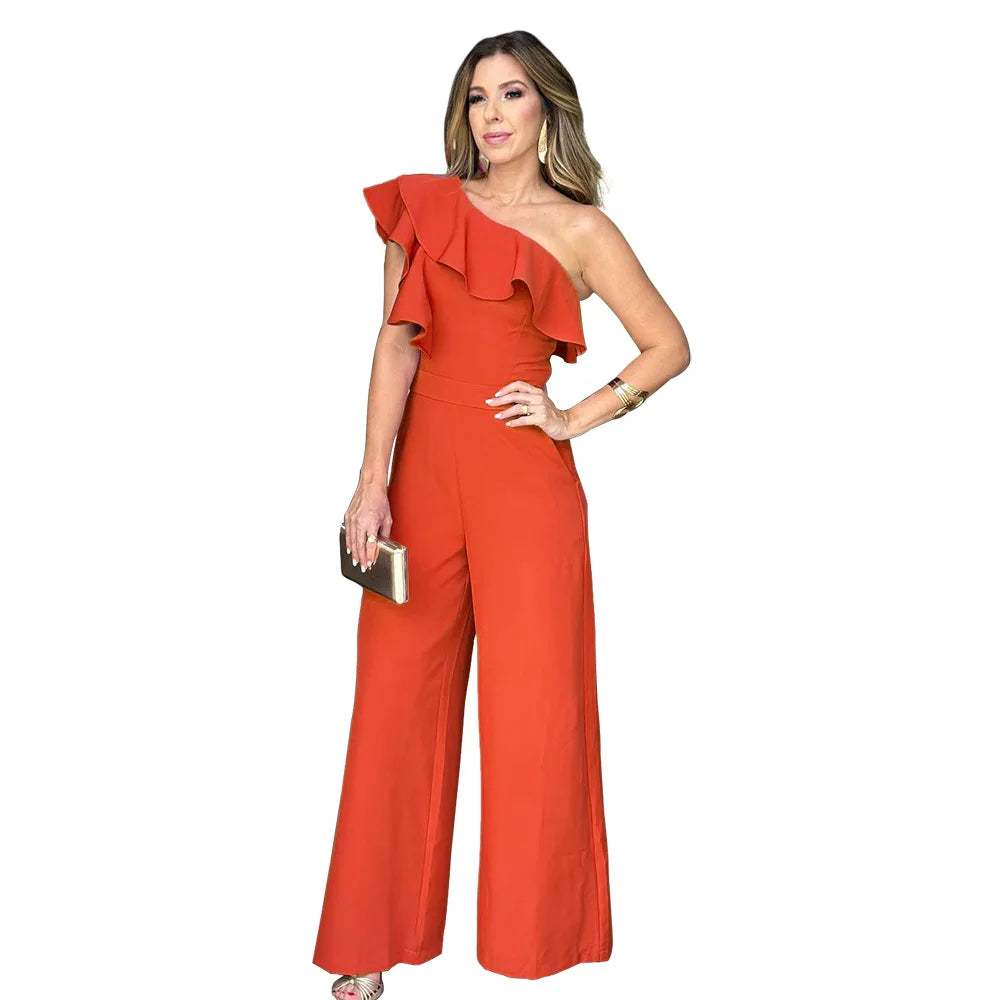 Ruffle One Shoulder Jumpsuit