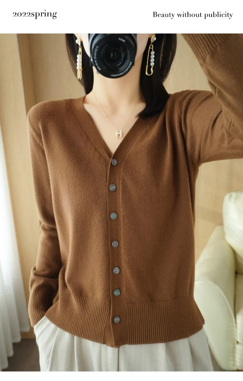 Cashmere V-Neck Knit Cardigan