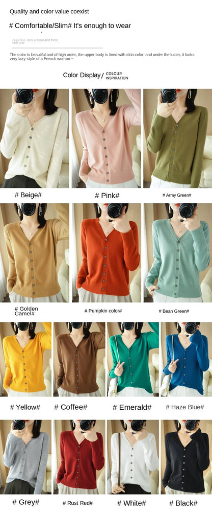 Cashmere V-Neck Knit Cardigan