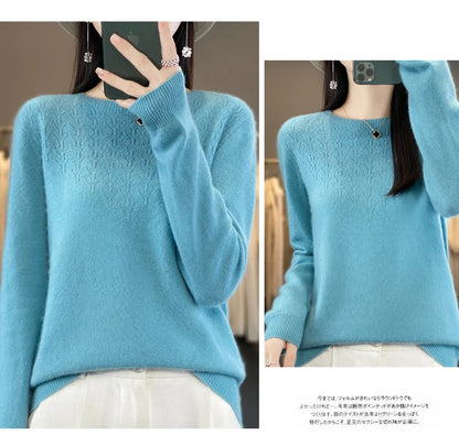 Merino Wool O-Neck Pullover Sweater