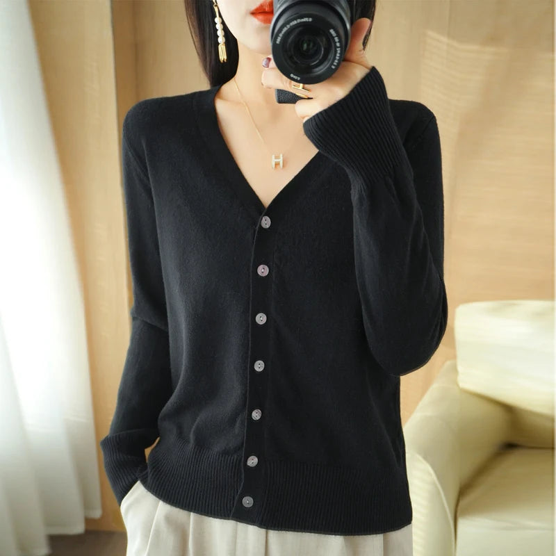 Cashmere V-Neck Knit Cardigan
