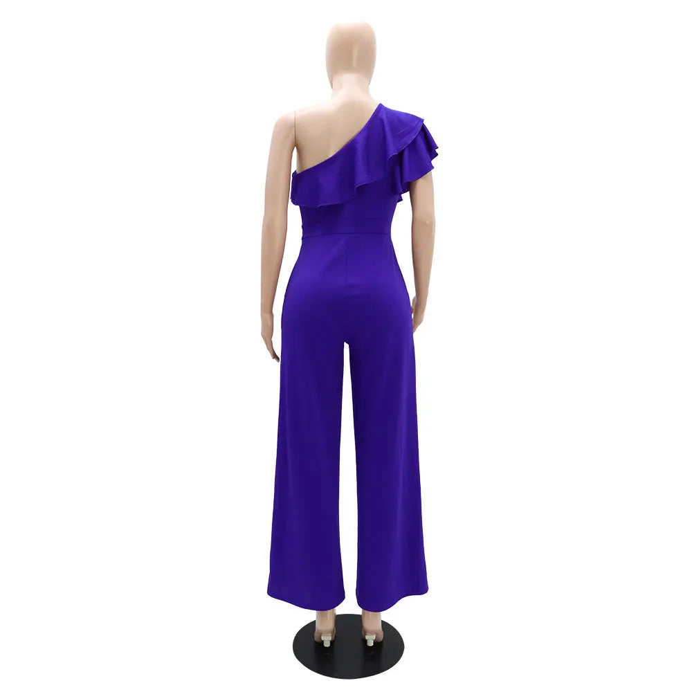 Ruffle One Shoulder Jumpsuit