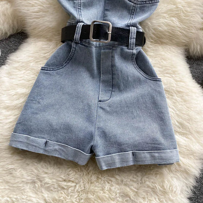 Backless Sleeveless Denim Jumpsuit