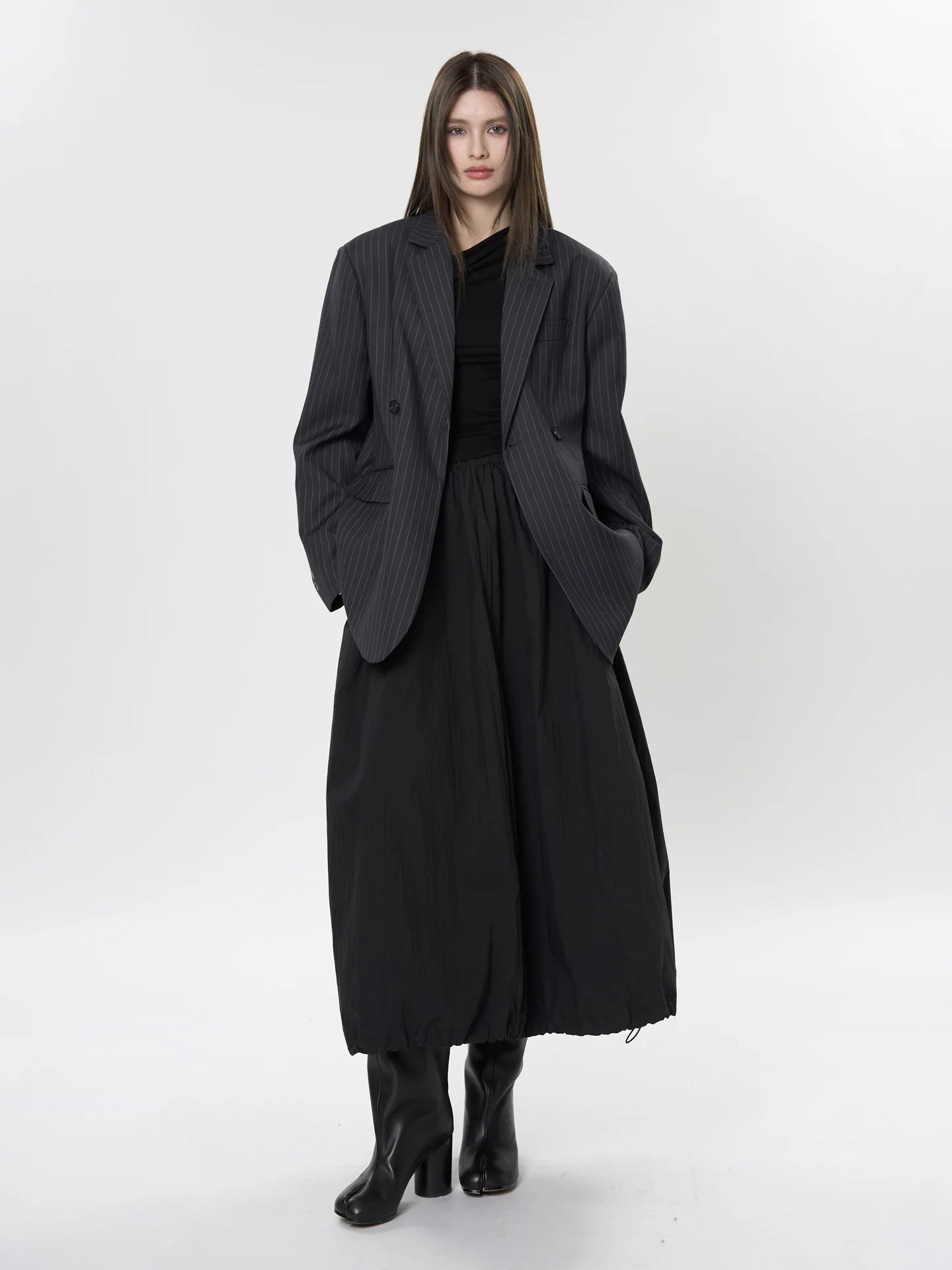 asual Striped Double-Breasted Blazer