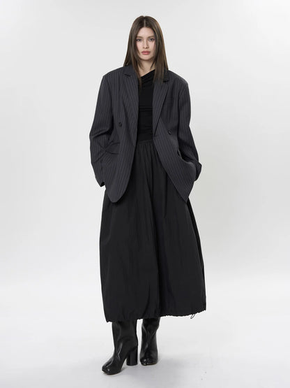 asual Striped Double-Breasted Blazer