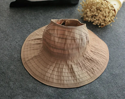Ponytail Straw Sun Visor Hat