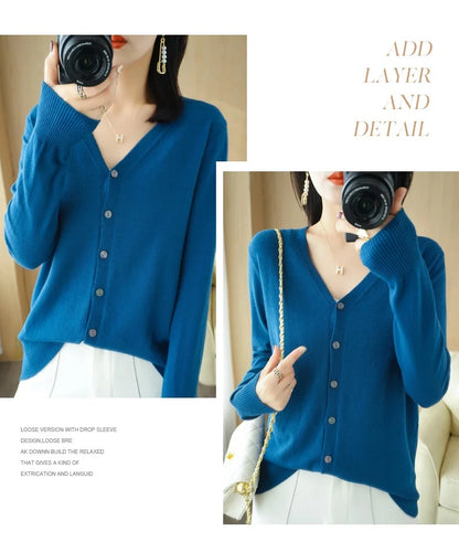Cashmere V-Neck Knit Cardigan