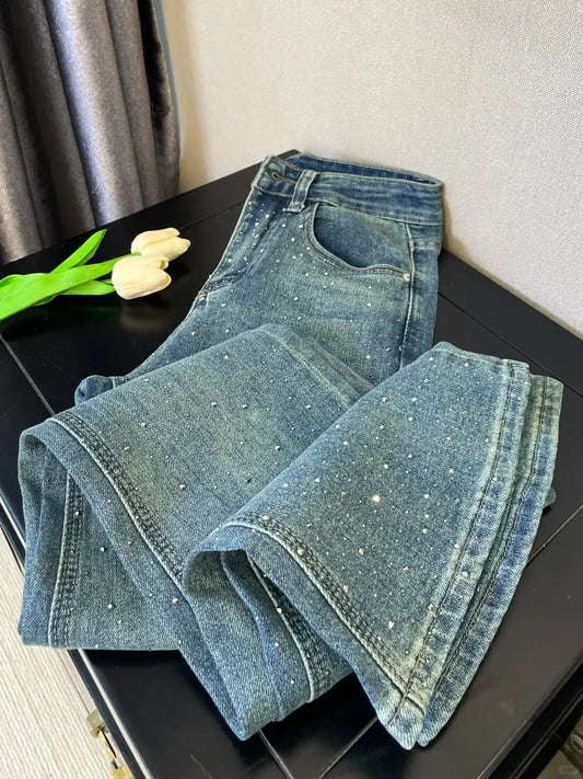 Retro Washed High-Waisted Straight-Leg Jeans