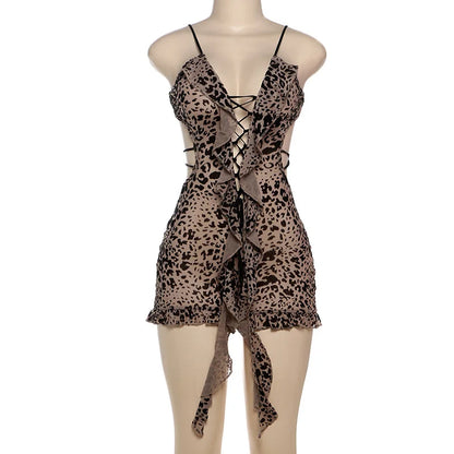 Backless Ruffle Drawstring Playsuit
