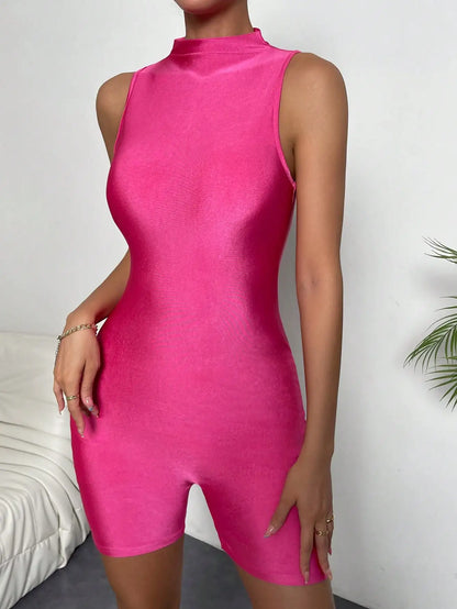 Slim Sleeveless Stand Collar Jumpsuit