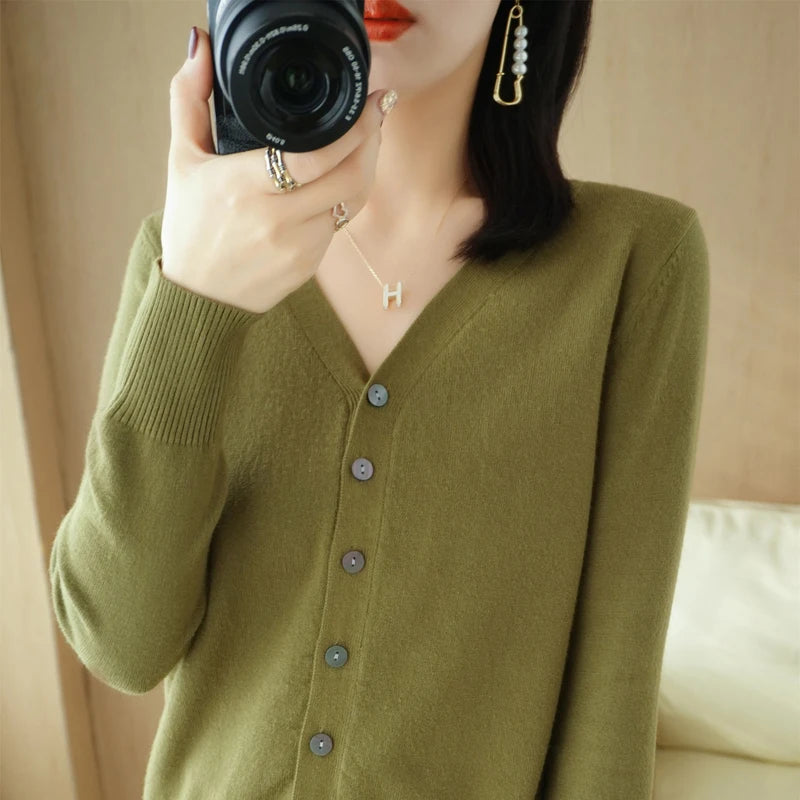 Cashmere V-Neck Knit Cardigan