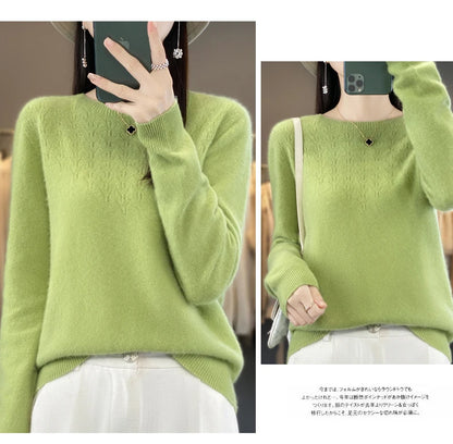 Merino Wool O-Neck Pullover Sweater