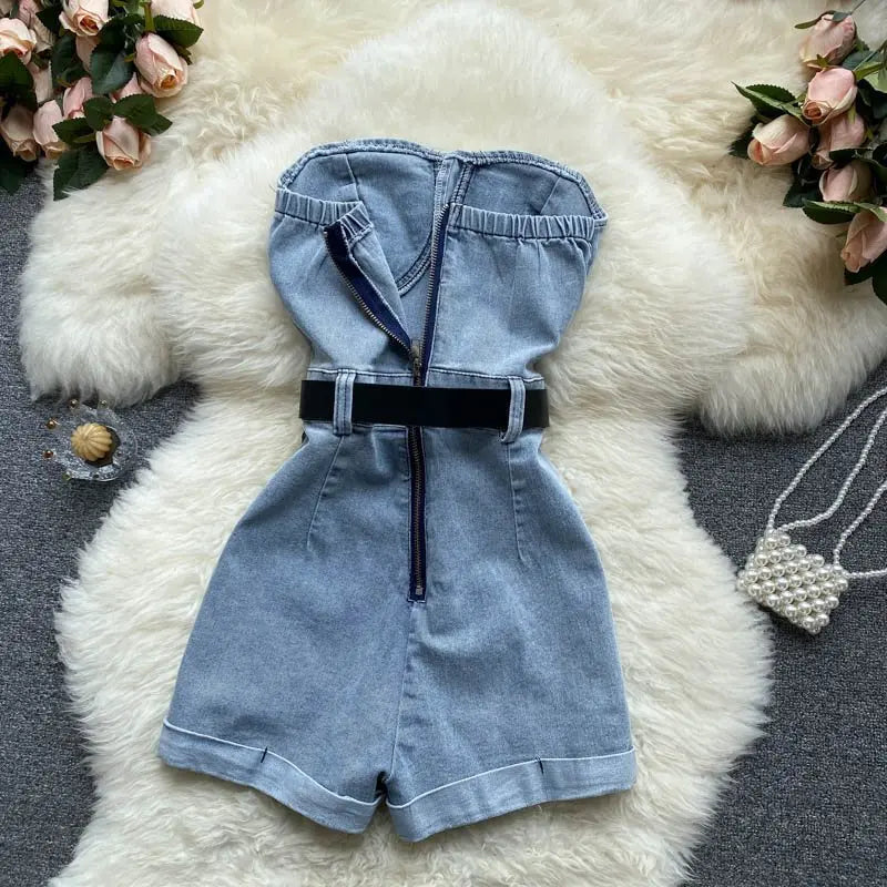 Backless Sleeveless Denim Jumpsuit
