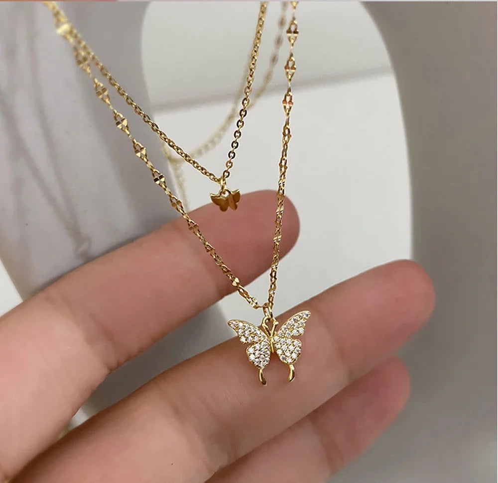 Double Layer Star Moon Necklace