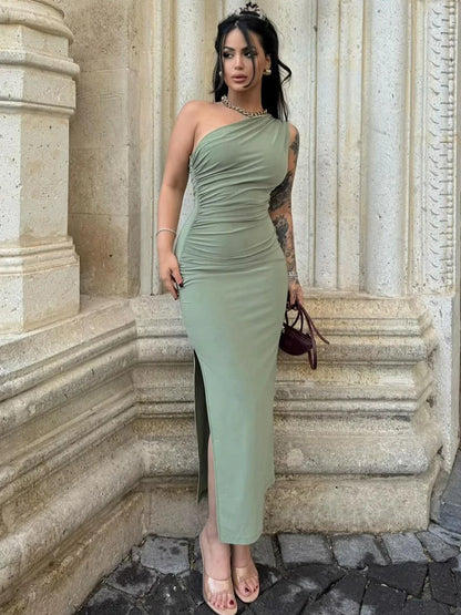 Summer Black Sexy Split Backless Maxi Dress
