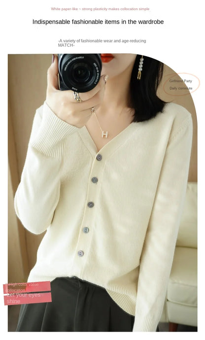 Cashmere V-Neck Knit Cardigan