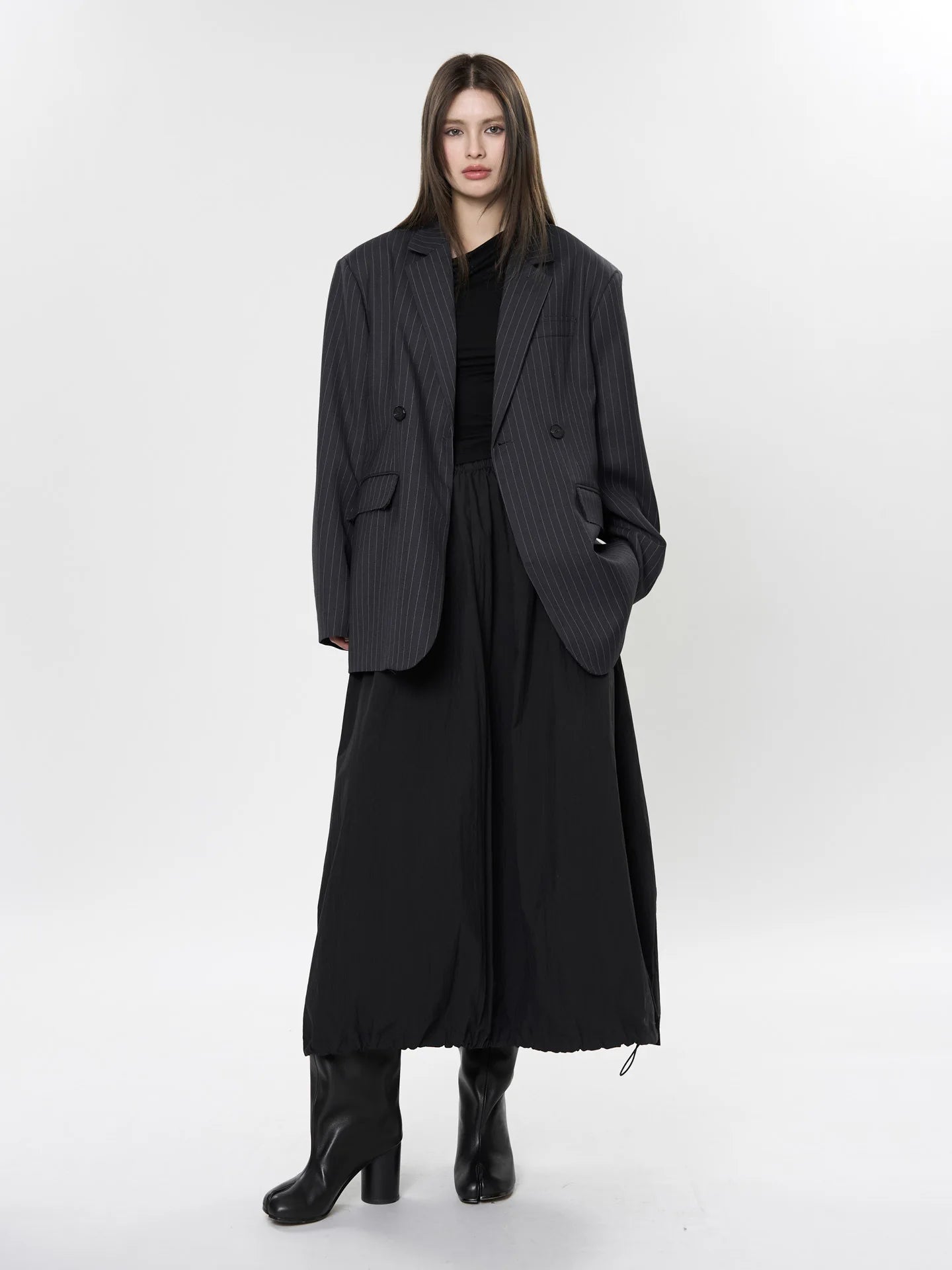 asual Striped Double-Breasted Blazer