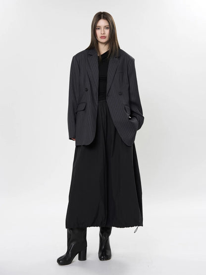 asual Striped Double-Breasted Blazer