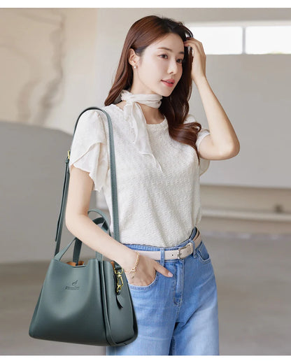 Genuine Leather Top-Handle Handbag