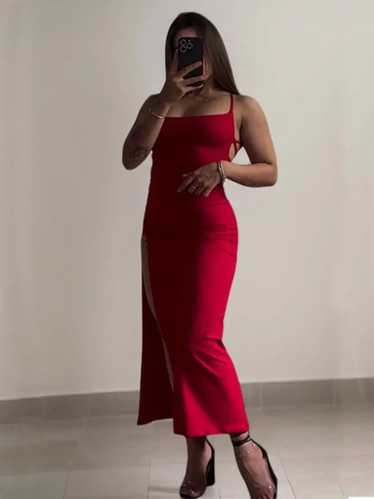 Summer Spice Halter Strap Bag Hip Dress
