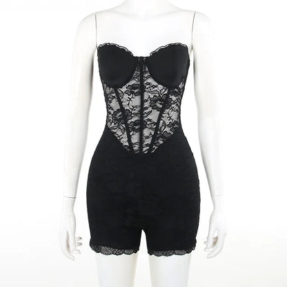White Lace Ruffle Summer Romper
