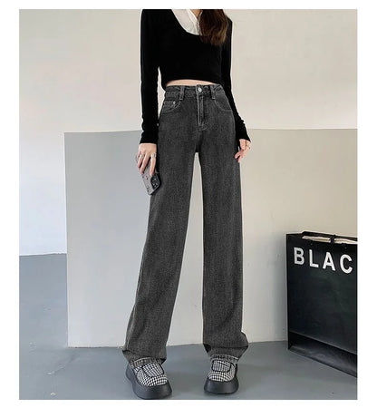 High-Waisted Slim Wide-Leg Jeans for Women