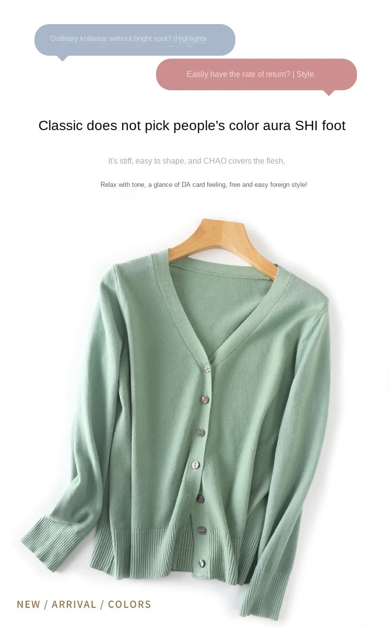 Cashmere V-Neck Knit Cardigan