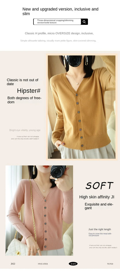 Cashmere V-Neck Knit Cardigan