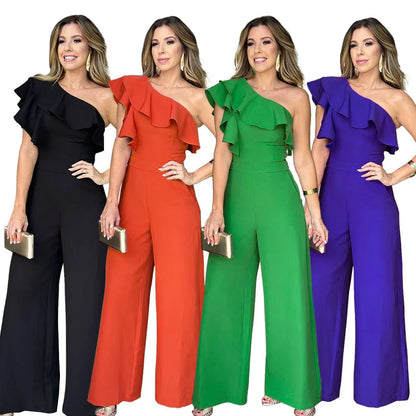 Ruffle One Shoulder Jumpsuit