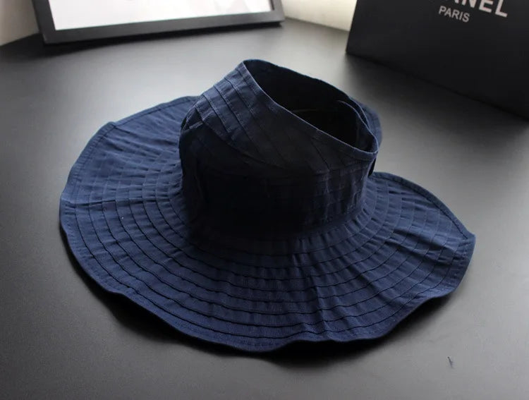 Ponytail Straw Sun Visor Hat