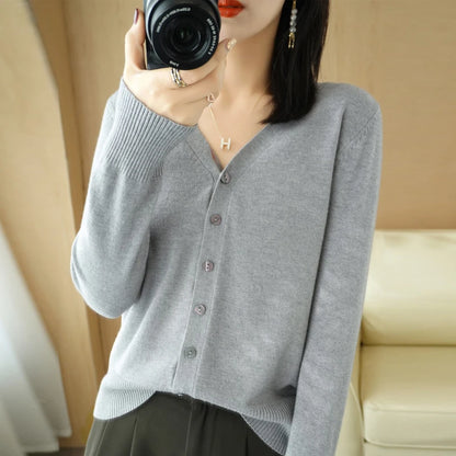 Cashmere V-Neck Knit Cardigan