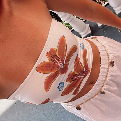 Y2K Aesthetic Floral Bow Top