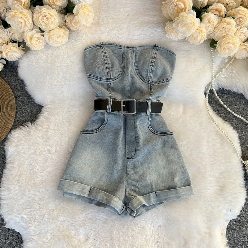 Backless Sleeveless Denim Jumpsuit