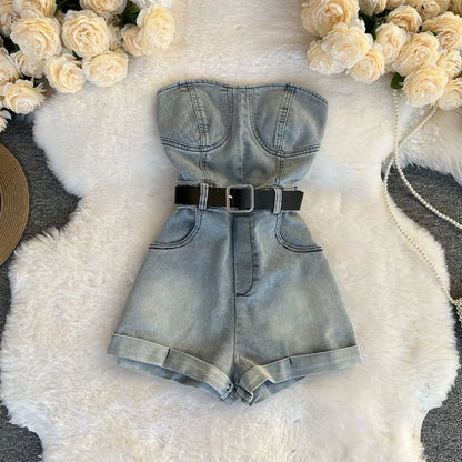 Backless Sleeveless Denim Jumpsuit