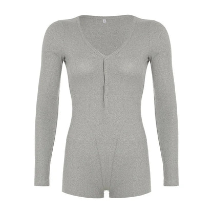 Autumn V-Neck Knitted Jumpsuit