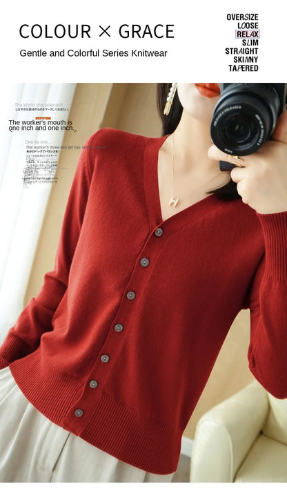 Cashmere V-Neck Knit Cardigan
