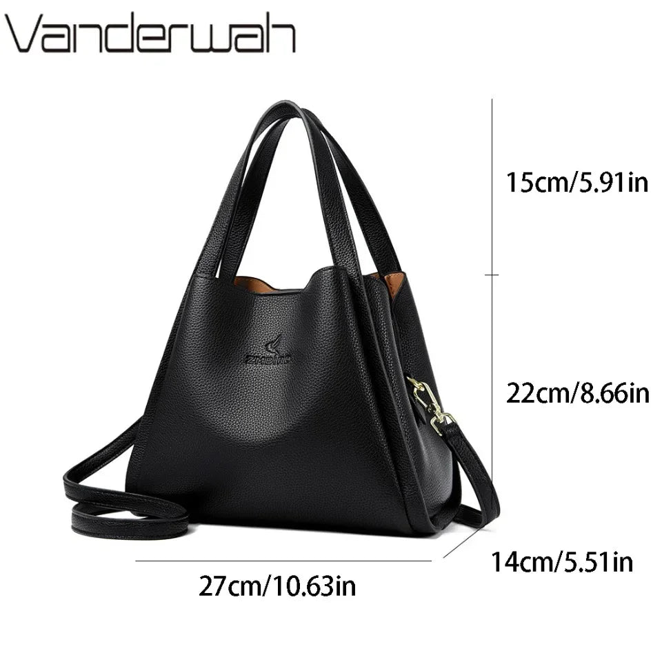 Genuine Leather Top-Handle Handbag