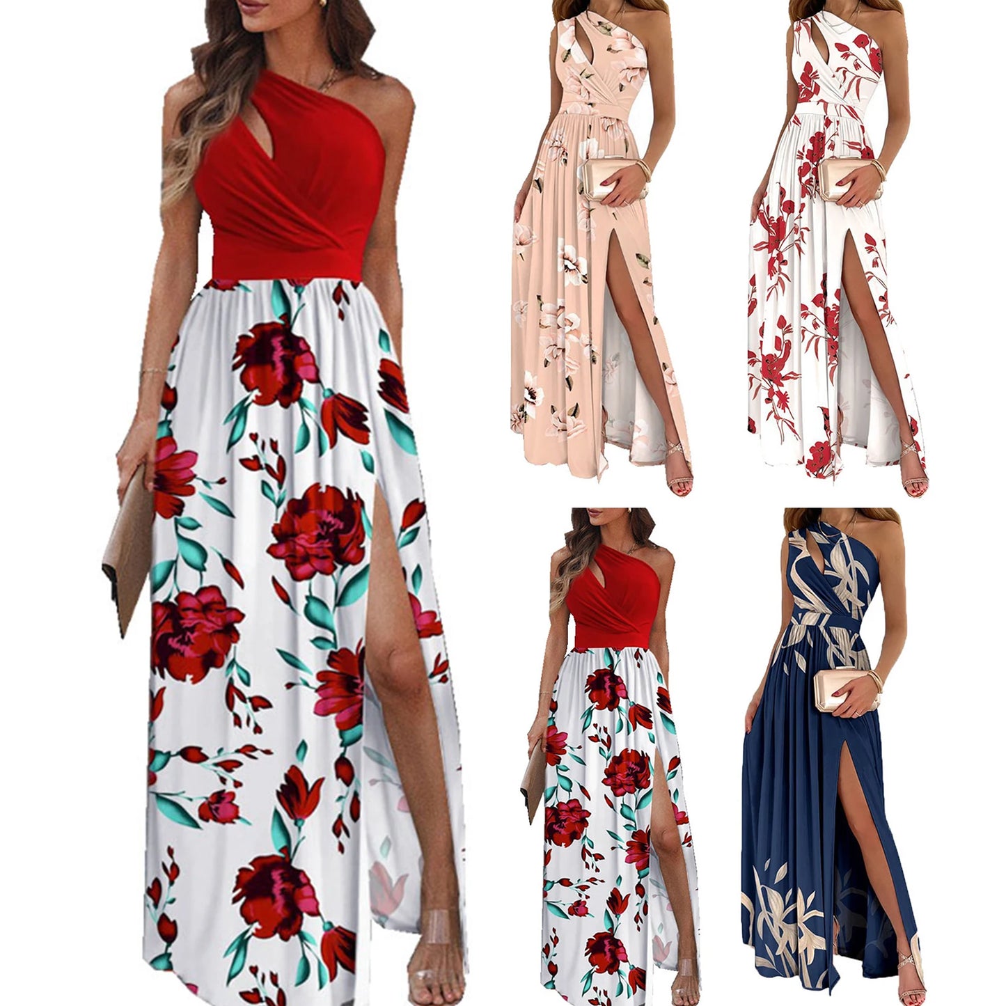Elegant Women's Flower Retro Printed Maxi Dress