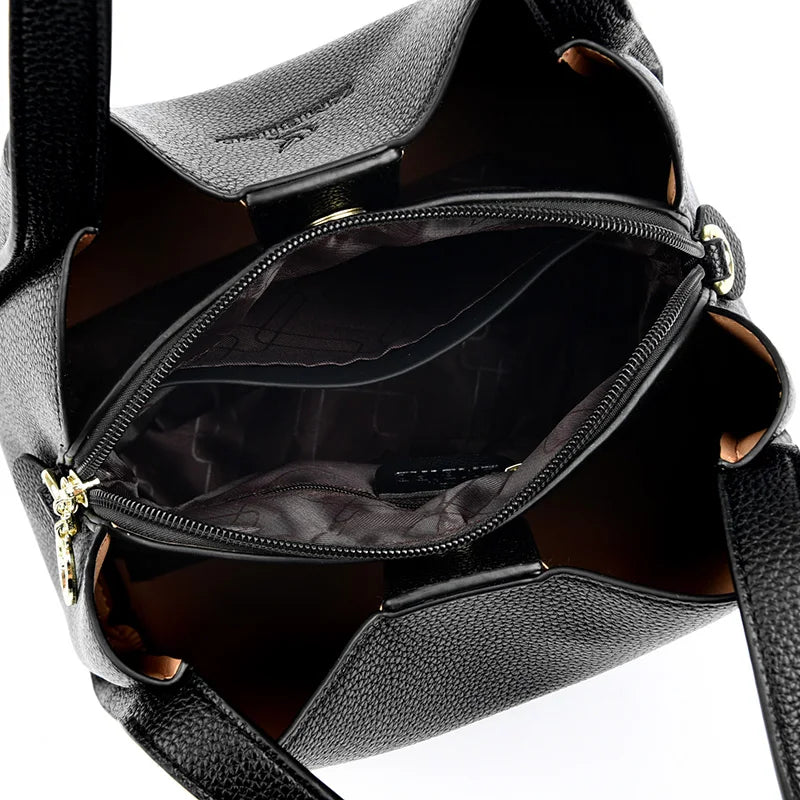 Genuine Leather Top-Handle Handbag