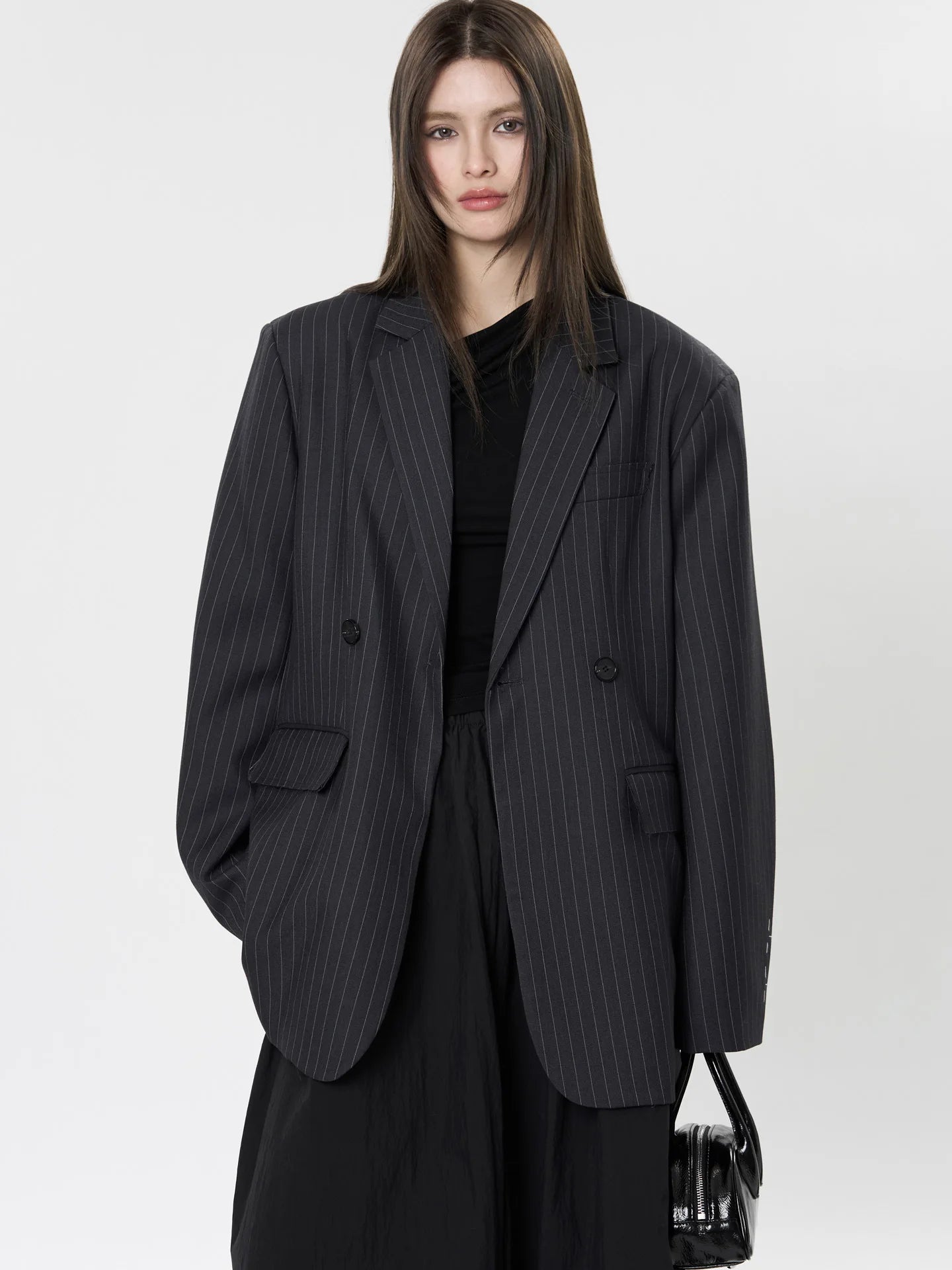 asual Striped Double-Breasted Blazer
