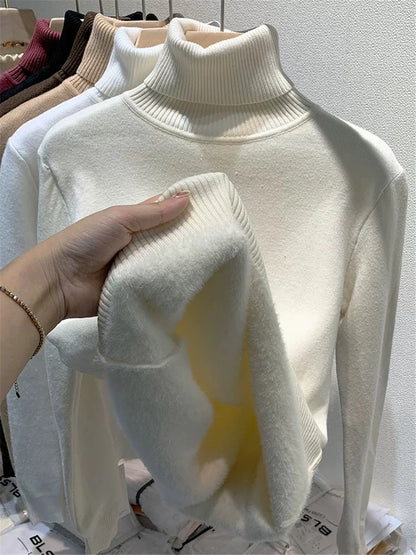 Elegant Velvet Lined Turtleneck Sweater